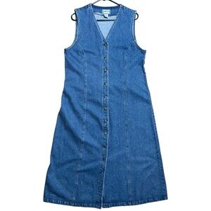 Pendleton Vintage Y2K Denim Snap Closure Sleeveless Maxi Dress Sz L